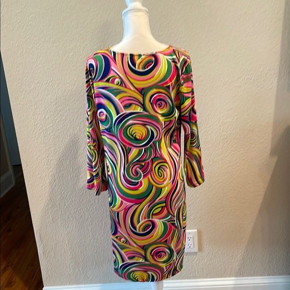 BUCKHEAD BETTIES Yellow and Pink Long Sleeve Scoop Neck Sundress - Picture 4 of 7